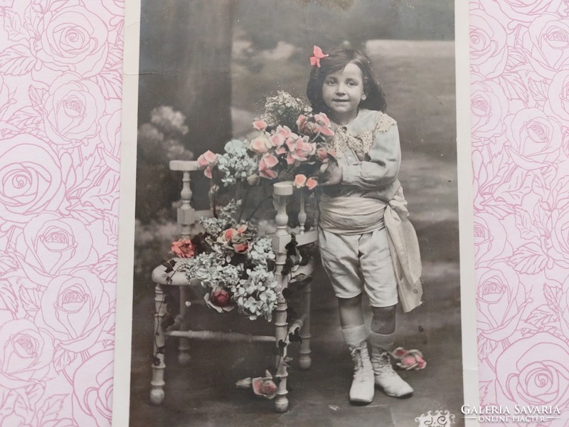 Old postcard child photo postcard little boy