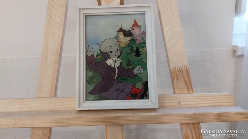 (K) fairy tale character glass painting with 16x21 cm frame