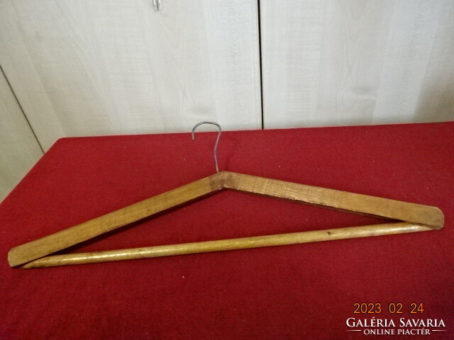 Solid, antique wooden hanger, pants with hanger, length 48 cm. Jokai.