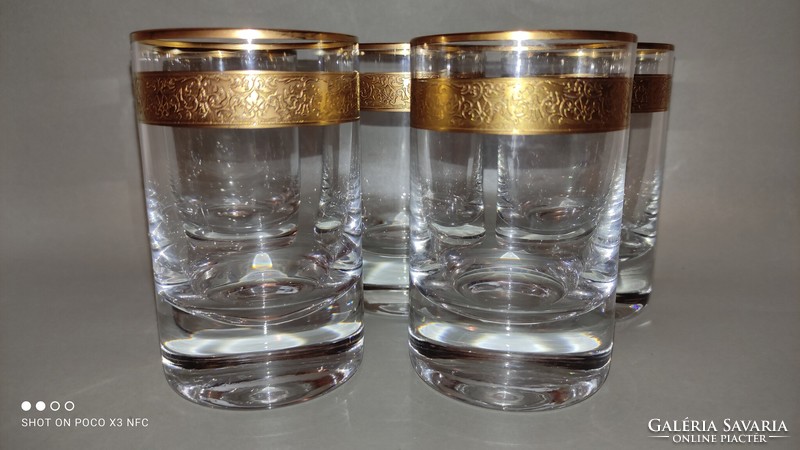 Vintage Art Deco aranyozott MOSER pohár készlet 5 db-os jelzett eredeti hibátlan