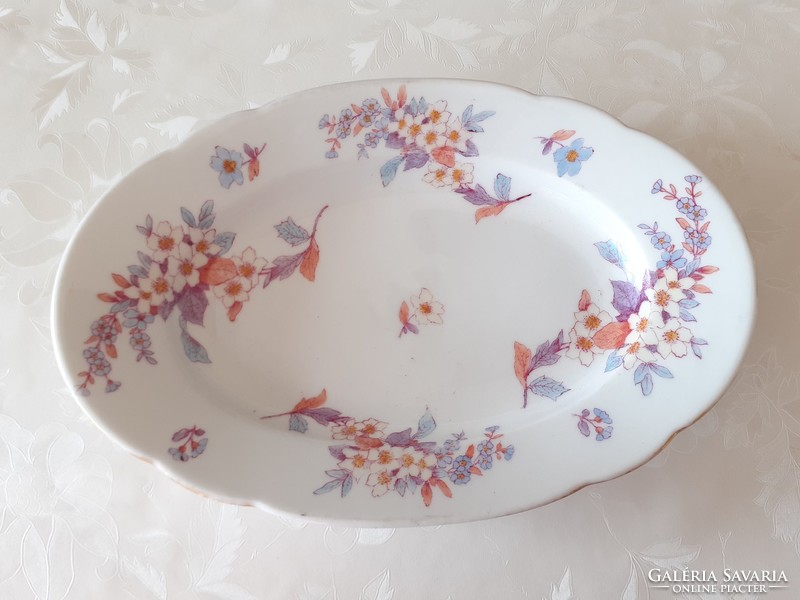 Old floral large porcelain bowl oval offering 28.5 cm