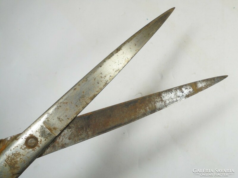 Old iron scissors marked Budapest, probably from a lamp factory - total length: 26 cm
