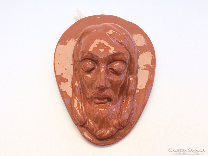 Old ceramic Jesus head wall ornament 18 cm