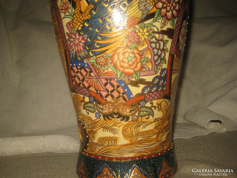 Oriental floor vase, hand painted, with a lot of gold, flawless, approx. 60 cm