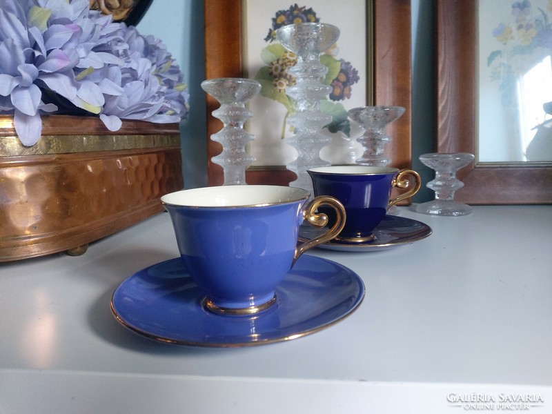 Párban - Csodaszép formájú és színű Flora Gouda, 2 db nagyobb vintage porcelán csésze + alj