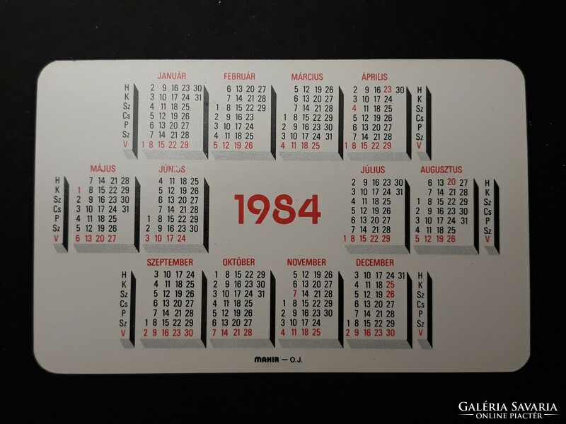 Card calendar 1984 - does not cost money with inscription - retro calendar