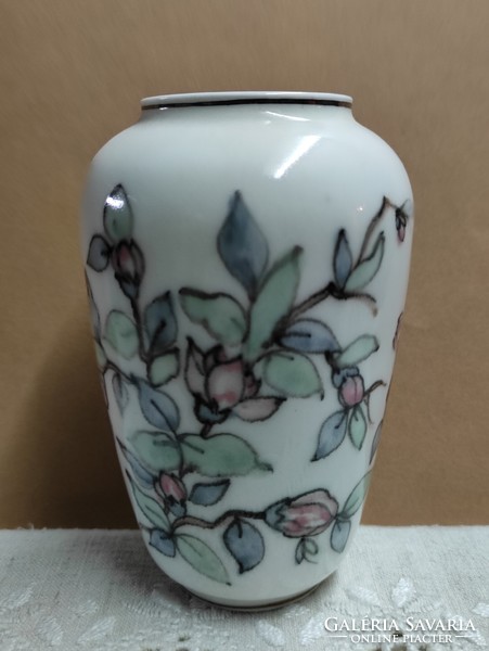 Antique lux brand distributor unknown marked porcelain vase with a beautiful blossoming tree branch pattern