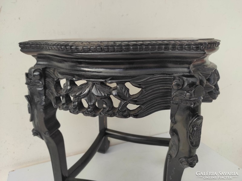 Antik kínai bútor asztal dúsan faragott márványlapos kaspó váza tartó 748 6901