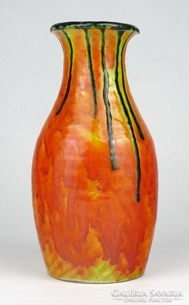 1M044 Mid century narancs mázas iparművészeti kerámia váza 15.5 cm