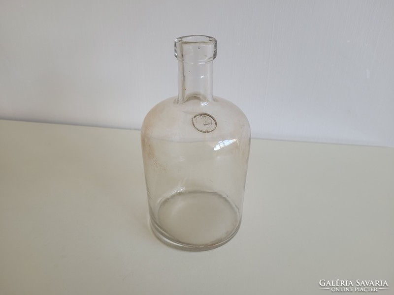 Old vintage 2 l concave bottom sealed huta glass bottle