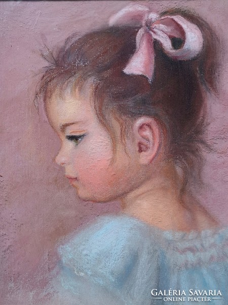 Portrait of a little girl, pastel (with a nice frame 29x36 cm)