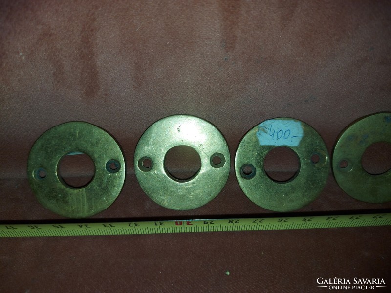 5 doorknob covers (?), Copper