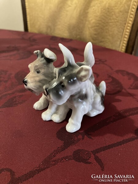 Unterweissbach porcelain dog figurine, foxy pair