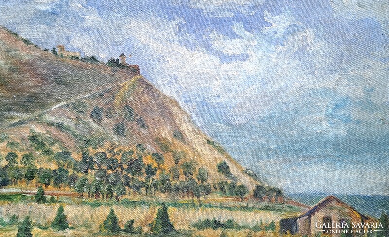 Mountainside - oil on canvas, landscape, size with frame 33x23 cm, unidentified mark