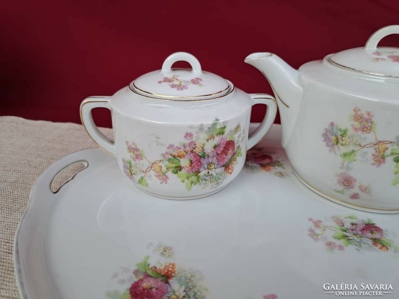 Gyönyörű Oepiag Royal teáskészlet kanna cukortartó tálca tejszínkiöntő mesés porcelán