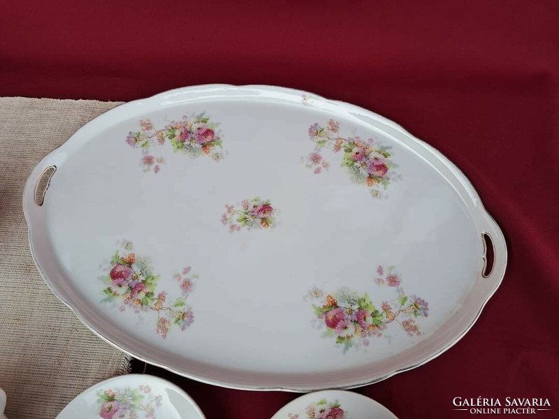 Gyönyörű Oepiag Royal teáskészlet kanna cukortartó tálca tejszínkiöntő mesés porcelán