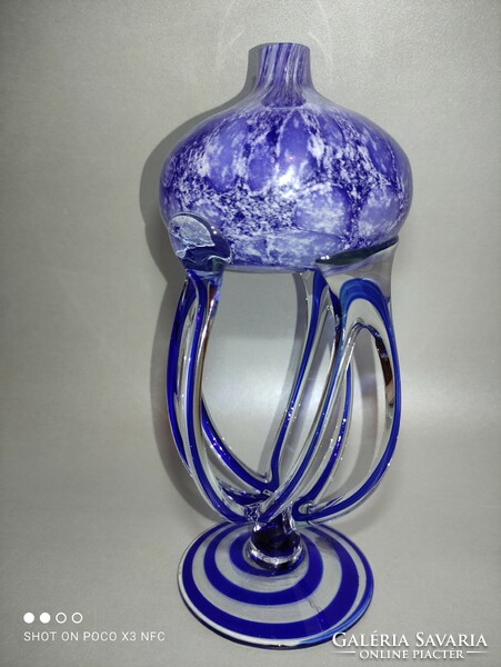 Kék muránói üveg olaj mécses illóolaj párologtató dizájn dísztárgy parfüm illatosító
