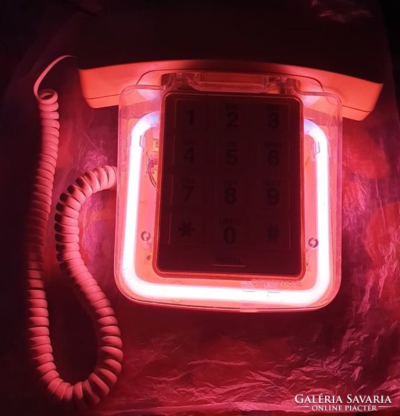 Retro régi ritka asztali telefon beépített neonfénnyel neon VIDEÓ