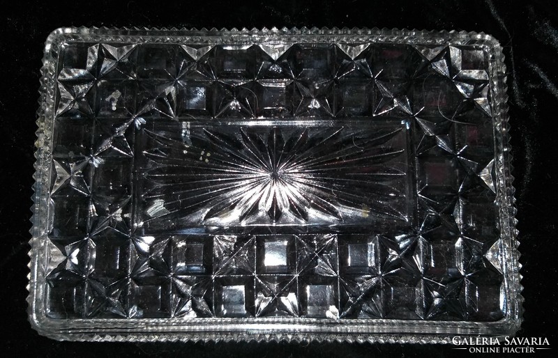 Kristály üveg süteményes tálca kínáló 31 X 20 cm