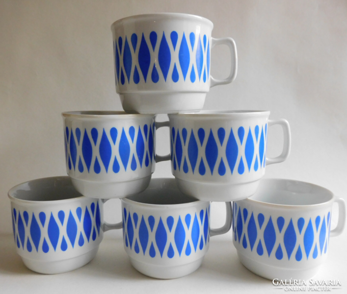 Retro Zsolnay mugs with geometric pattern - 6 pieces