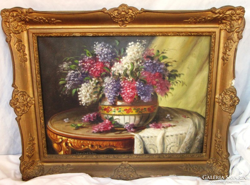 Old oil painting still life from 1927. Marked, supporting canvas 55x44, 44x33 cm