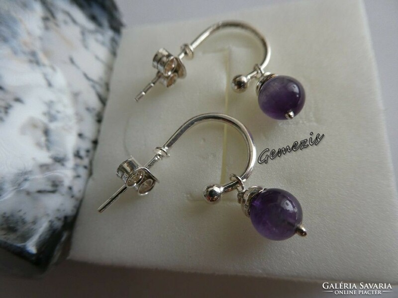 Real amethyst mineral 925 silver earrings