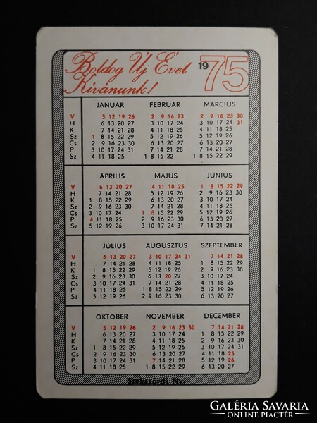 Kártyanaptár 1975 - Adj Vért Életet Mentesz felirattal - Retró naptár