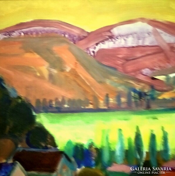 József Litkei's painting: autumn mountains from the artist's legacy