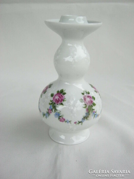 Wallendorf porcelán rózsás gyertyatartó