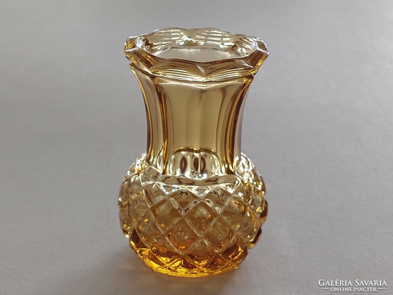 Old glass vase amber colored small vase