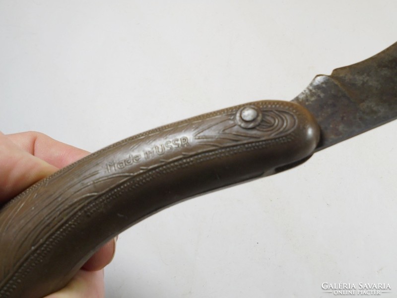Retro old goofy knife garden forestry viticulture knife hand tool - soviet russian made ussr