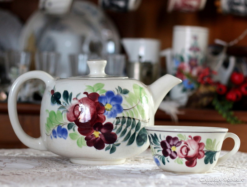 Wilhelmsburg hand painted, antique tea pot, tea cup together