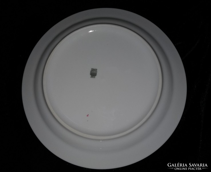 Zsolnay porcelán desszertes tányér piros fekete csíkos 19 cm
