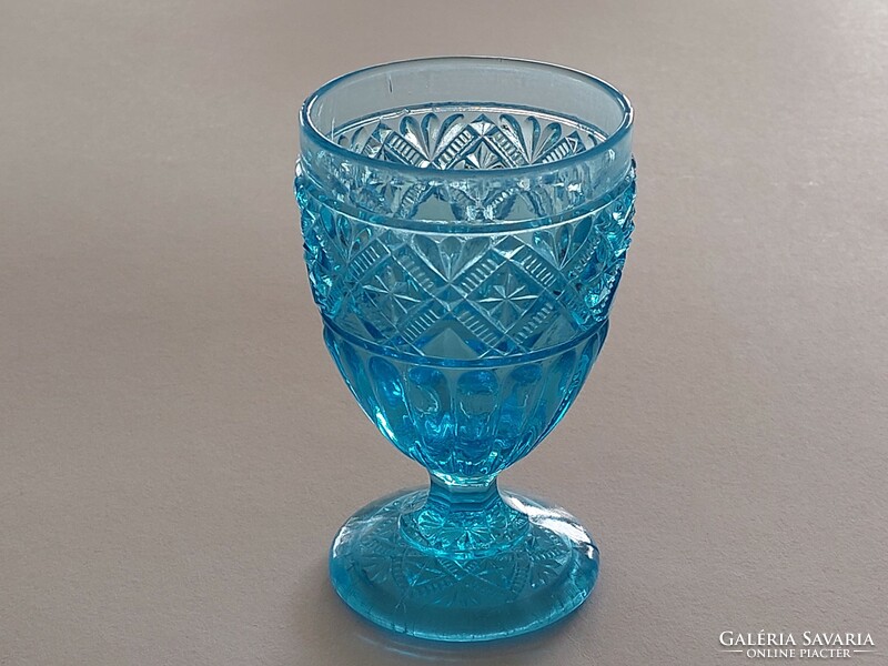 Régi kék üveg pohár kehely díszpohár 12 cm