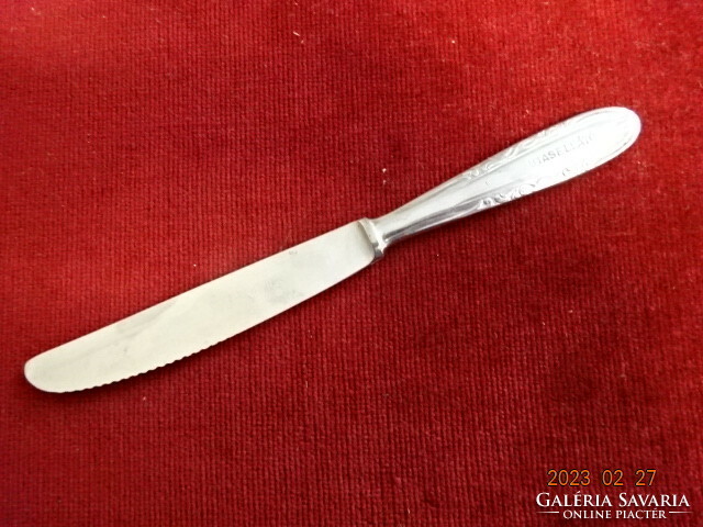 Chrome-plated knife, with passenger supply inscription. Jokai.