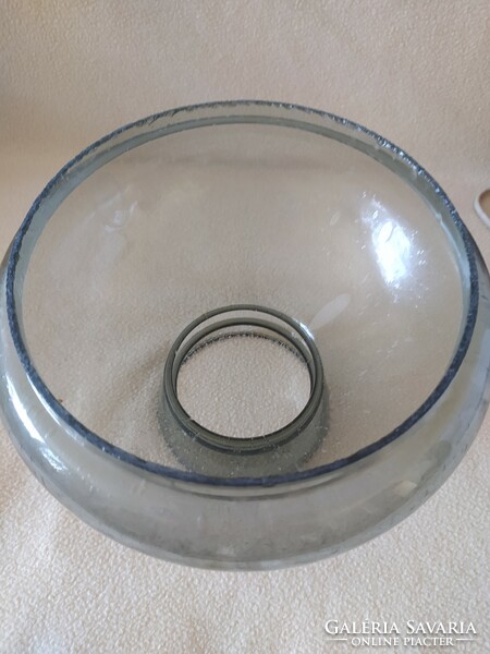 Antik stílusú bíborpácolt üveg asztali lámpa, szép csiszolással, jelzett, 45 cm