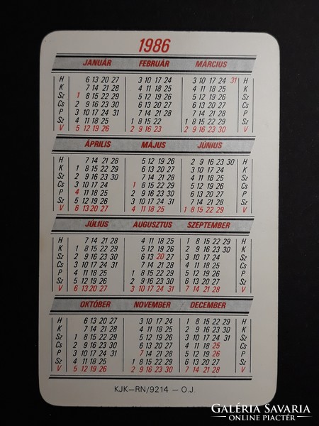 Kártyanaptár 1986 - ÁFÉSZ ÉLELMISZER felirattal - Retró naptár