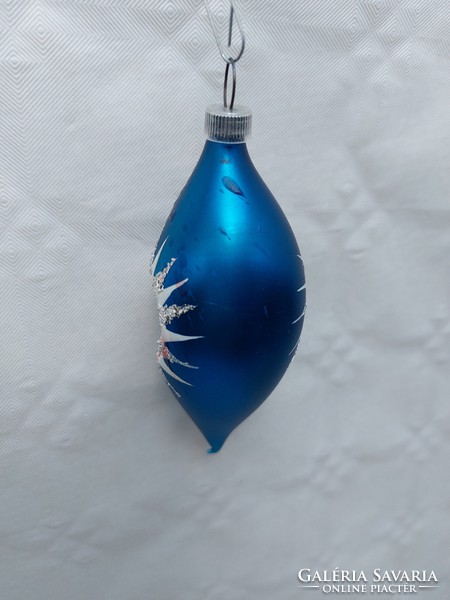 Old glass Christmas tree decoration with blue icicle glass ornament