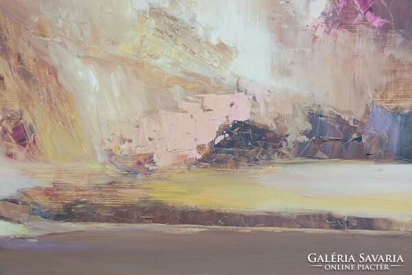 Zsigmond Hargitai: hidden lake among the rocks contemporary painting - 50884