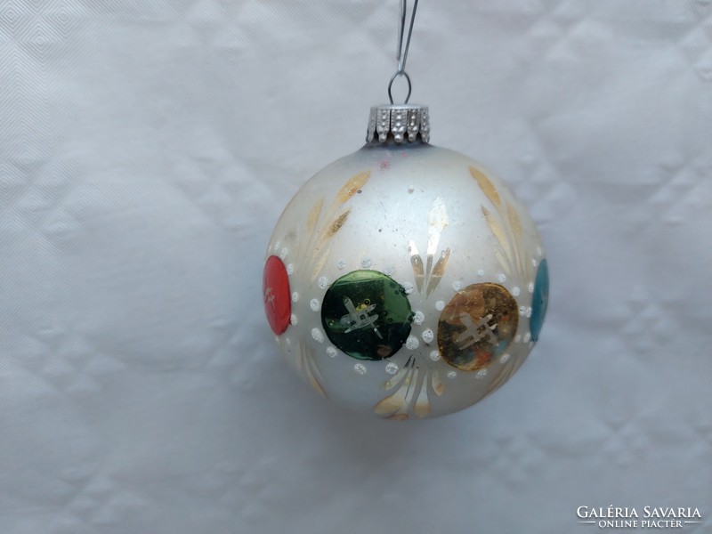 Régi üveg karácsonyfadísz gömb üvegdísz