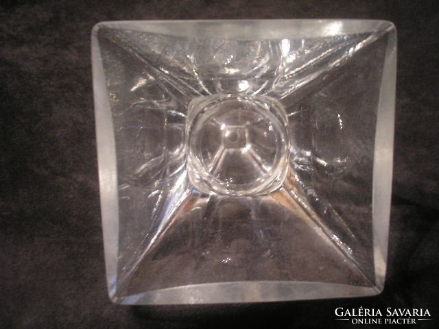 N10 Art decó Üvegművésztől  egyedi  virágtartó vastag falú nehéz 13 cm-es