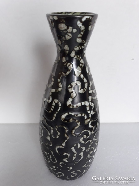Retro magyar kerámia váza mutatós, érdekes mintával, 26 cm