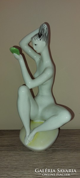 Zsolnay art deco female nude with shield seal