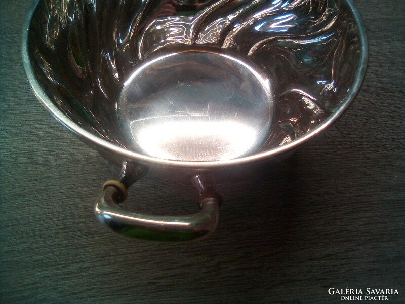 Silver soup or steak bowl with beautiful decorations. 730G