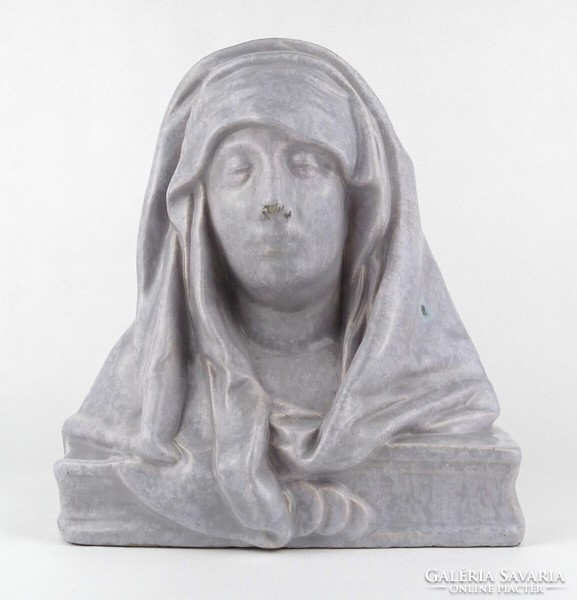 1M222 Antik art deco kőcserép Madonna szobor 26.5 cm