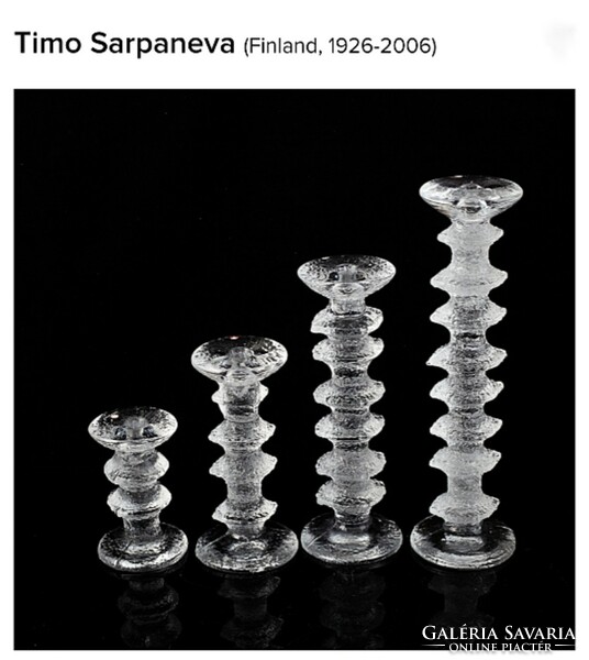 ﻿﻿Timo Sarpaneva(Finnország1926-2006)﻿﻿Festivo by Iittala két gyűrűs modern öntött üveg gyertyatartó