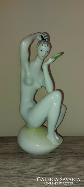 Zsolnay art deco female nude with shield seal