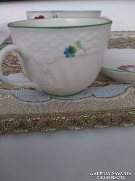 Antique Herend mocha cups + base /eggshell thin porcelain/