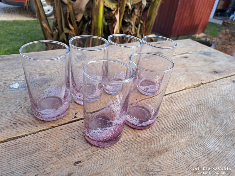 Retro rare purple 6 pcs glass vase cracked beautiful veil glass veil karcagi berek bath glass