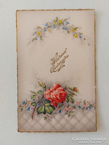 Régi virágos képeslap 1958 levelezőlap rózsa